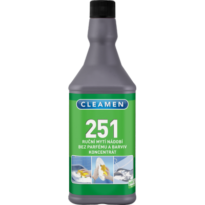 CLEAMEN 251 koncentrát k ručnému umývaniu riadu bez parfému a farbív 1l